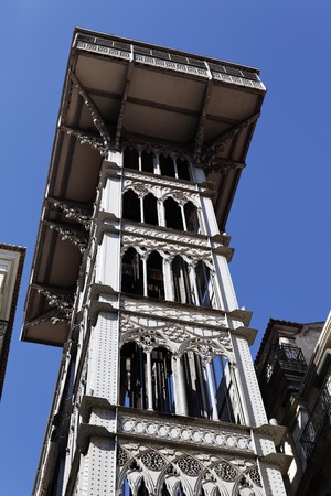 Santa Justa Elevator in Lisbon in october, Portugalのeditorial素材
