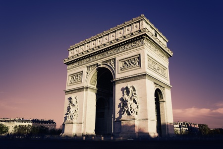 Paris, Arc de Triomphe in the eveningのeditorial素材