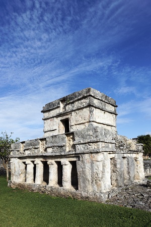 temple of frescoes in december, tulum, mexico の写真素材