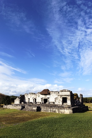 ruins of frescoes in december, tulum, mexico の写真素材