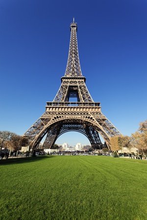 Eiffel tower in Paris with gorgeous colors in autumnの写真素材