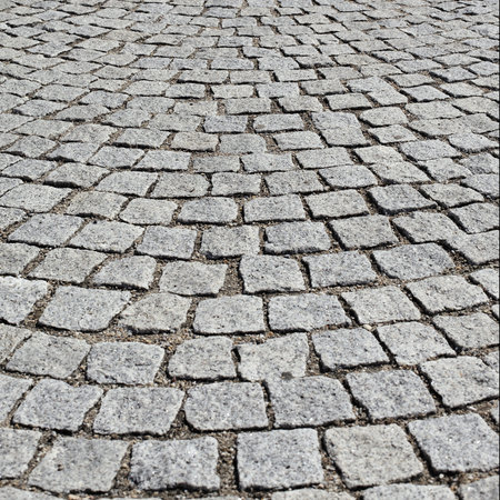 paving stone on old road in Lyon city