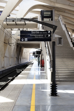 a train station in Lyon airport in Franceのeditorial素材