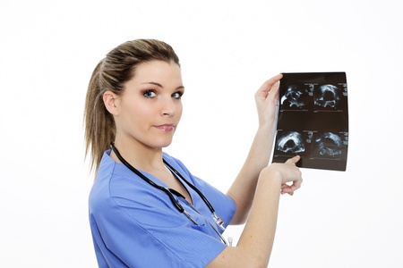 radiologist woman in action in an hospitalの写真素材