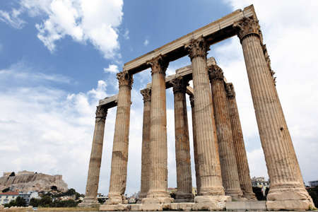 ruins of temple in Athens city, Greeceの写真素材