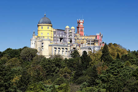 view of Pena castle in sintra, Portugalのeditorial素材