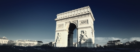 panoramic view of the Arc de Triomphe with special photographic processingの写真素材