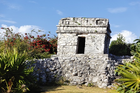 ruins of frescoes in december, tulum, mexico の写真素材