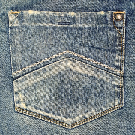 Blue jeans fabric with back pocketの写真素材