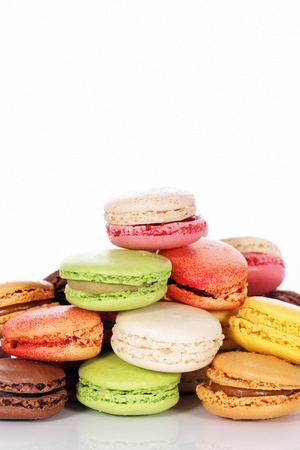 Macaroons assortment isolated in white background の写真素材
