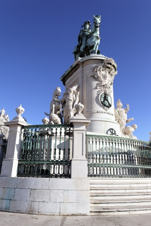 famous statue of commerce square in Lisbon, Portugalの写真素材