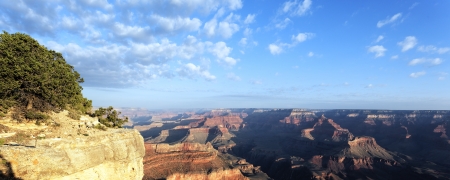 panoramic view of Grand Canyon at sunrise, Arizona, USAの写真素材