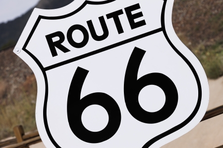 an old nostalgic route 66 sign, USAの写真素材