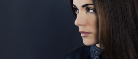 Glamour portrait of beautiful woman model with fresh daily makeupの写真素材