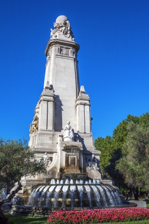 Cervantes Monument at Plaza Espana - Madrid Spain の写真素材