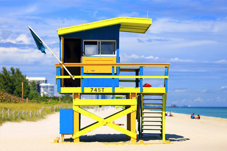 Miami Beach Florida, famous lifeguard house in a typical colorful Art Deco styleのeditorial素材