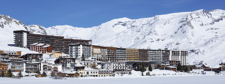 Landscape and ski resort in French Alps,Tignesのeditorial素材