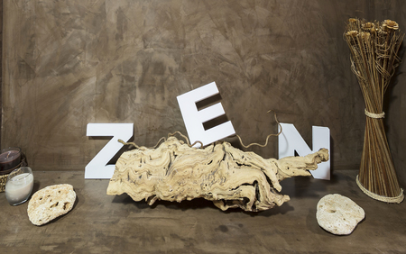 The word "Zen" written in letterpress typeの写真素材