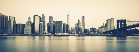Panoramic view of New York City Manhattan midtown at dusk, special photographic processingの写真素材