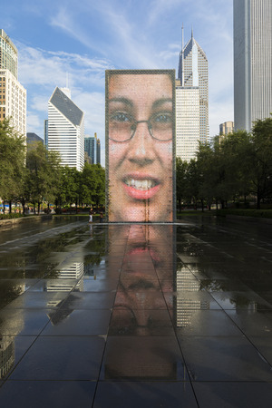 Chicago, IL/USA - October 8, 2018: Crown Fontain at Millennium Park in Chicago, Illinois - Imageのeditorial素材
