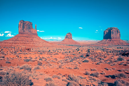 View of Monument valley under the blue sky, USA