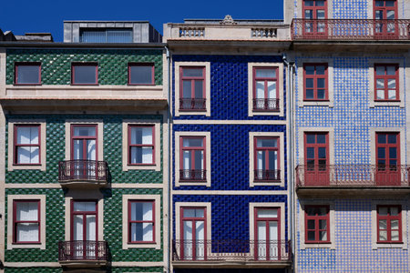 Colorful traditional facade in Porto, Portugal, Europe.