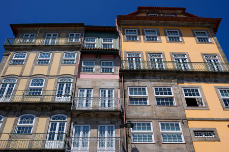 Famous colorful traditional facade in Porto, Portugal, Europe.