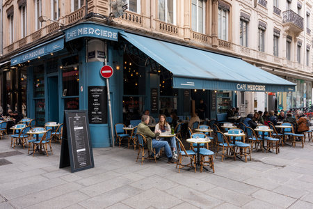 LYON, FRANCE, NOVEMBER 6, 2022: famous cafe Merciere in Lyon, Franceのeditorial素材