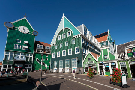 Zaanstad, NETHERLANDS - AUGUST 24 2022, Famous cityscape with green building in Zaanstad, Hollandのeditorial素材