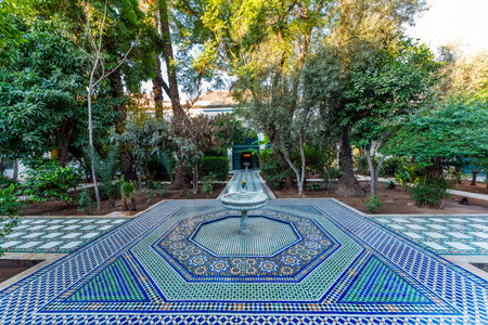 MARRAKECH, MOROCCO - DECEMBER 23, 2022: Part of famous Bahia Palace in Marrakesh, Morocco.のeditorial素材