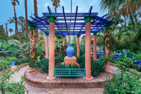 View of Majorelle garden in Marrakech, Moroccoのeditorial素材