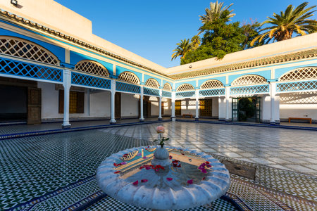 MARRAKECH, MOROCCO - DECEMBER 23, 2022: Part of famous Bahia Palace in Marrakesh, Morocco.のeditorial素材