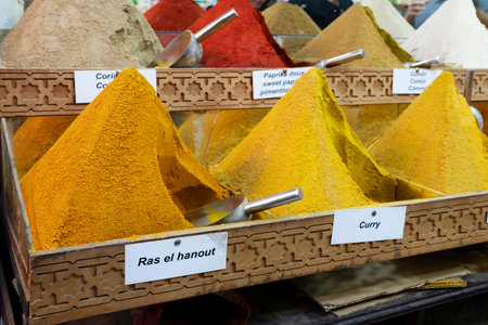 Spices in a shop in Marrakesh, Moroccoの写真素材