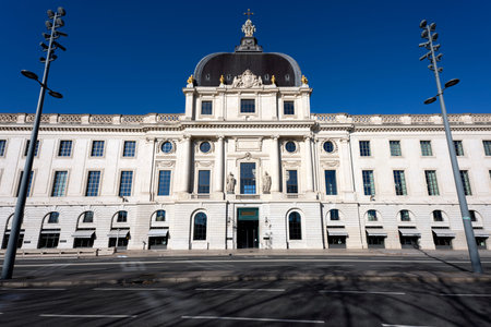LYON, FRANCE- FEBUARY 26, 2023: view of famous building in Lyon, France. Former hospital turned hotel.のeditorial素材