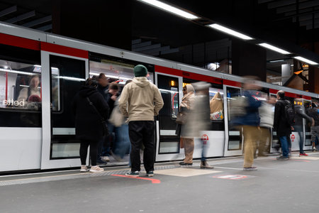 LYON, FRANCE- MARCH 6, 2023: View of subway station in Lyon city, Franceのeditorial素材