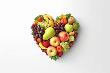 Heart formed with fruit, AI generated imageの素材