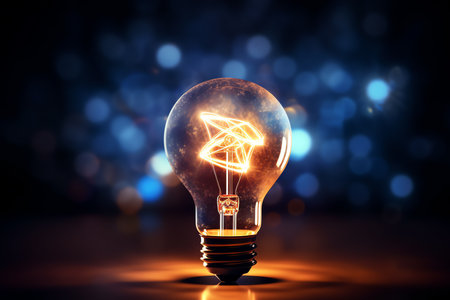 Bulb with light, AI generated imageの素材
