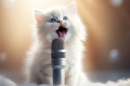 Cat singer, AI generated imageの素材
