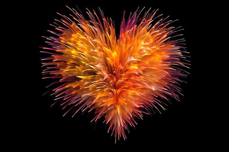 Heart fireworks, AI generated imageの素材