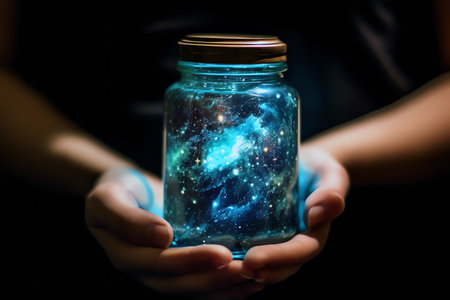 Universe in the bottle, AI generated imageの素材