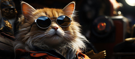Cool cat on sunglasses, AI generated imageの素材