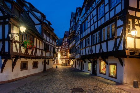 old street in Strasbourg, Franceの写真素材