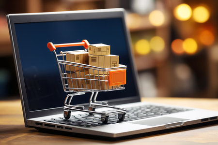 laptop and cart, AI generated imageの素材