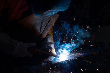 view of welder in action, Franceの写真素材