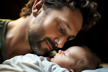 father with baby, AI generated imageの素材