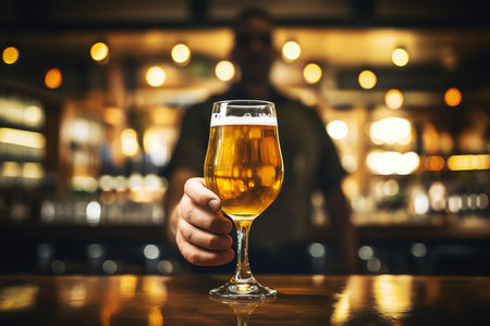 man with glass of beer, AI generated imageの素材