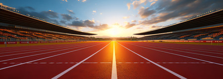 running track at sunset, AI generated imageの素材