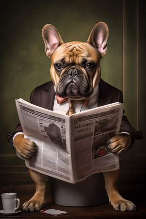 reading bulldog, AI generated imageの素材