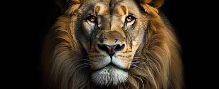 lion head on black, AI generated imageの素材