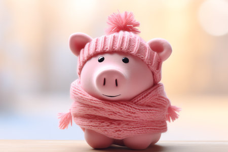 winter piggy bank, AI generated imageの素材